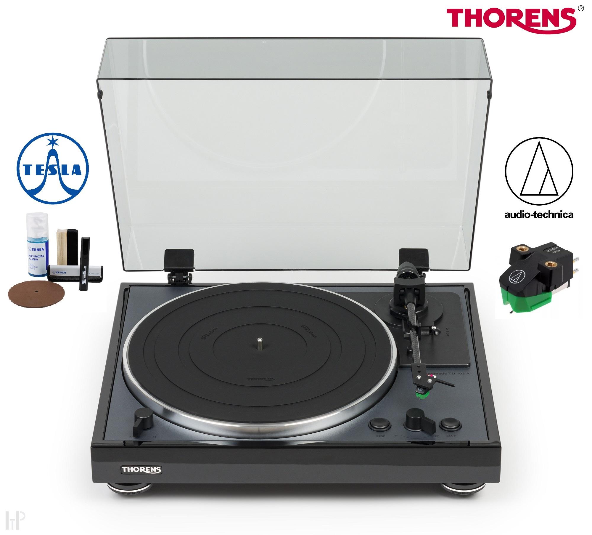 Thorens TD 102A Automatic + AudioTechnica AT-VM95E + čistící sada TESLA 6v1